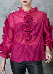 Boho Rose Stereoscopic Floral Chiffon Top Spring