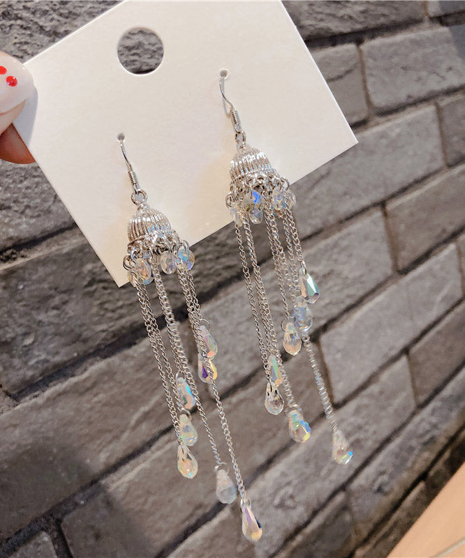 Boho Silk Crystal Wind Chime Drop Earrings