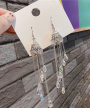 Boho Silk Crystal Wind Chime Drop Earrings