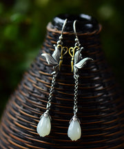 Boho Silk Sterling Silver Butterfly Pearl Drop Earrings