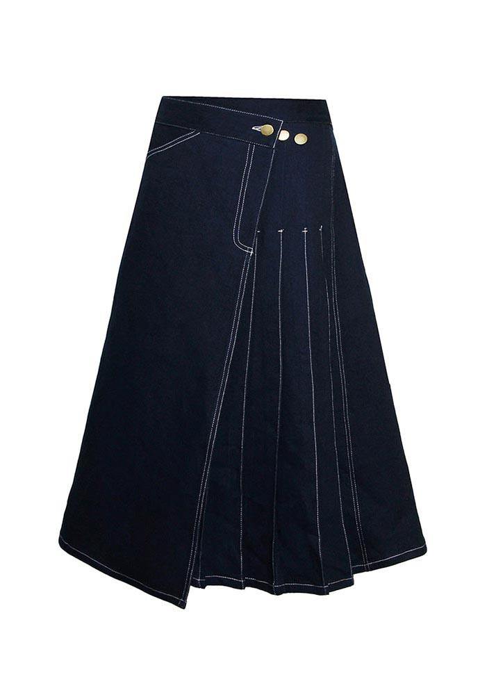 Boho denim blue zippered asymmetrical design Summer Skirt - SooLinen