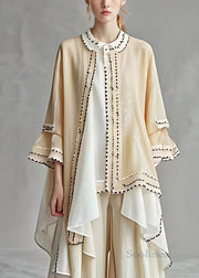 Boutique Apricot O Neck Solid Chiffon Coats Long Sleeve