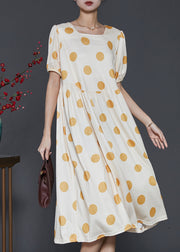 Boutique Beige Square Collar Print Cotton Long Dresses Summer