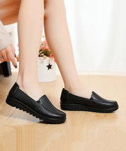 Boutique Black Cowhide Leather Splicing Flats Shoes