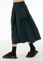 Boutique Black Elastic Waist Oversized Pockets Cotton Skirts Summer