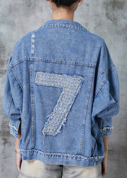 Boutique Blue Oversized 7 Rivet Denim Jackets Spring