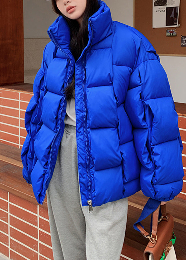 Boutique Blue Oversized Pockets Fine Cotton Filled Puffer Jacket Winter