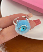 Boutique Blue Sterling Silver Fuzzy Monster Rings