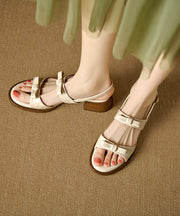 Boutique Brown Sandals Chunky Cowhide Leather Peep Toe