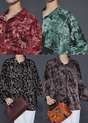 Boutique Chocolate Oversized Print Chiffon Shirts Summer