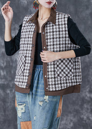 Boutique Coffee Plaid Patchwork Thick Cotton Vest Fall