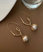 Boutique Gold Alloy Geometry Pearl Drop Earrings