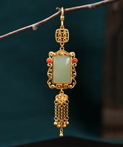 Boutique Gold Ancient Gold Jade Agate Tassel Brooches