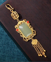 Boutique Gold Ancient Gold Jade Agate Tassel Brooches