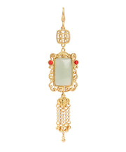 Boutique Gold Ancient Gold Jade Agate Tassel Brooches