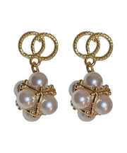 Boutique Gold Sterling Silver Overgild Zircon Pearl Drop Earrings