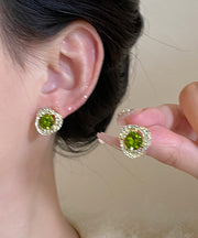 Boutique Green Aloy Crystal Zircon Stud Earrings