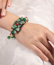 Boutique Green Hand Woven Alloy Coloured Glaze Green Agate Charm Bracelet