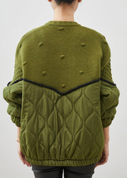 Boutique Green Oversized Patchwork Knit Cardigans Spring