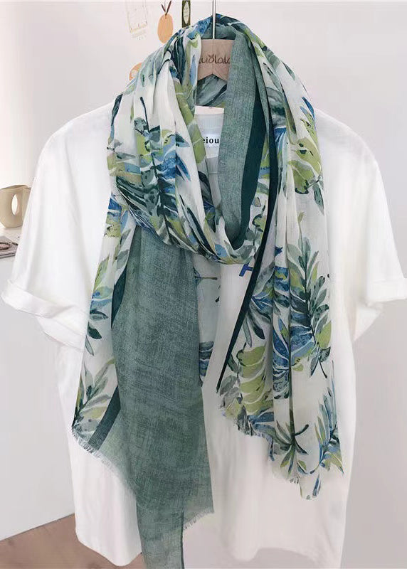 Boutique Green Print Autumn Cotton Scarf