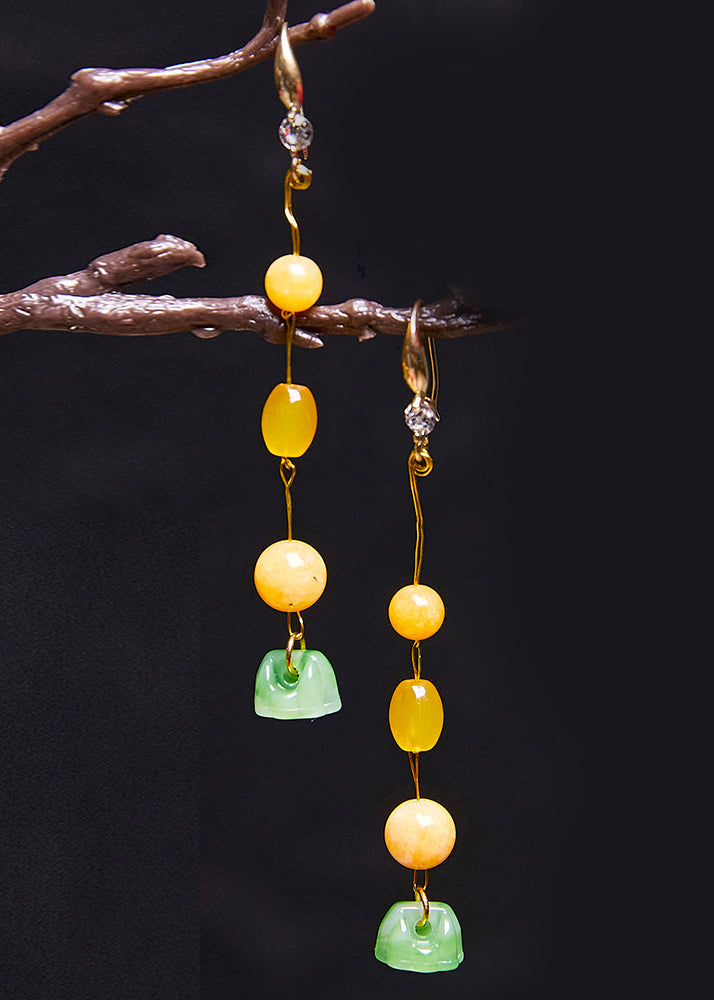 Boutique Jade Patchwork Beeswax Drop Earrings