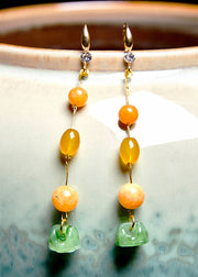 Boutique Jade Patchwork Beeswax Drop Earrings