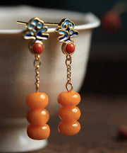 Boutique Orange Silver Agate Beeswax Drop Earrings