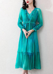 Boutique Peacock Blue Ruffled Exra Large Hem Chiffon Beach Dress Spring