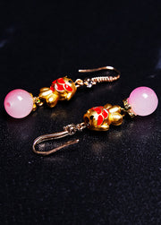 Boutique Pink Crystal Cute Dog Gilding Drop Earrings