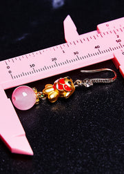 Boutique Pink Crystal Cute Dog Gilding Drop Earrings