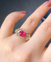 Boutique Red Copper Alloy Gem Stone Rings