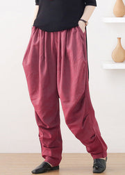 Boutique Red Pockets Linen Harem Pants Fall