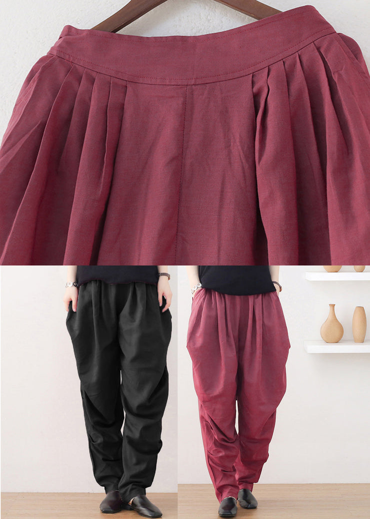 Boutique Red Pockets Linen Harem Pants Fall