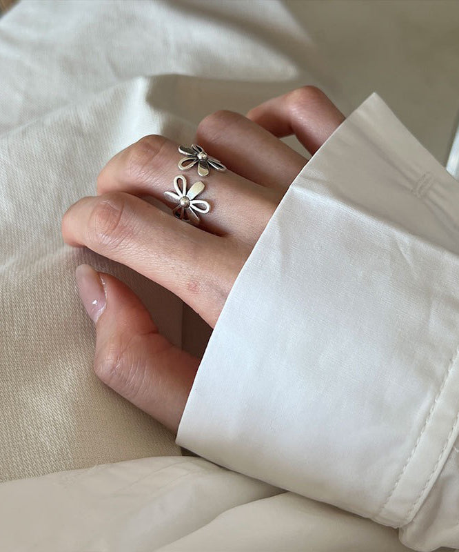 Boutique Silk Sterling Silver Floral Rings