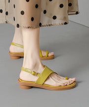 Boutique Splicing Sandals Green Genuine Leather Peep Toe