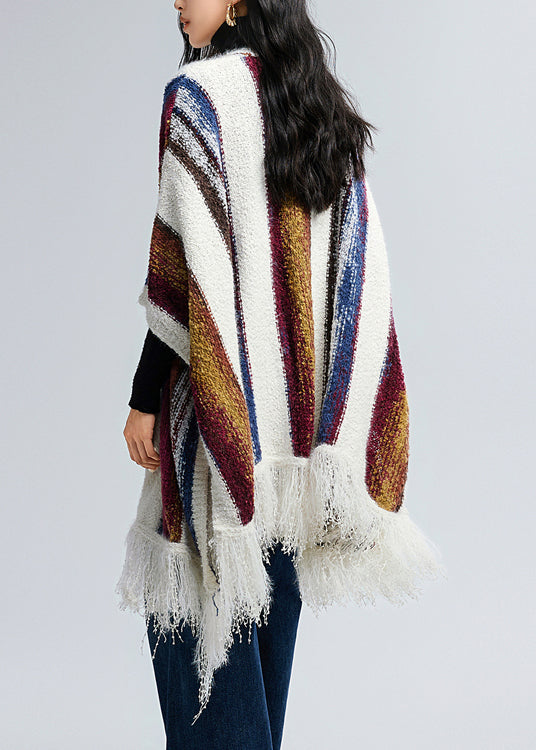 Boutique Tassel Striped Cozy Oversized Knit Shawl