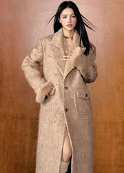 Boutique Woolen Notched Button Long Coat Winter