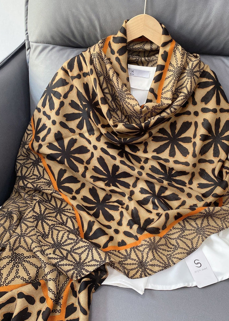 Boutique Yellow Print Cozy Versatile Cotton Shawl