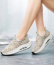 Breathable Mesh Women Hollow Out Lace Splicing Wedge Heels Shoes