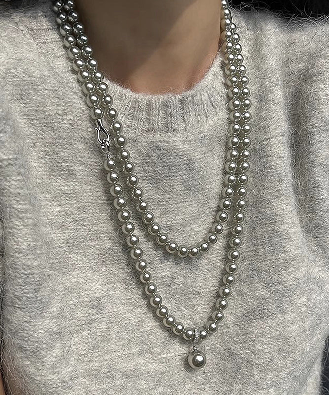 Brief Grey Pearl Tassel Pendant Necklace