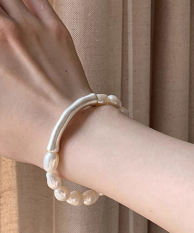 Brief White Sterling Silver Pearl Bracelet