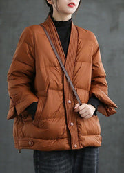 Red  V Neck Button Thick fashion Winter Duck Down Jackets