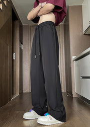 Casual Apricot Pockets Back Side Open Ice Silk Men Pants Summer