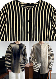 Casual Apricot Striped Button Shirts Long Sleeve