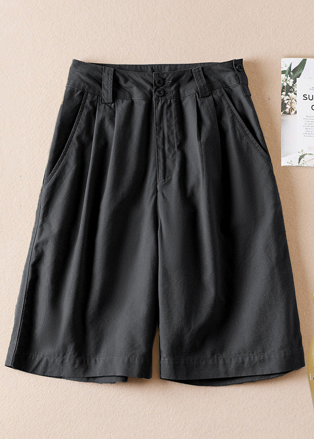 Casual Army Green Pockets High Waist Cotton Shorts Summer