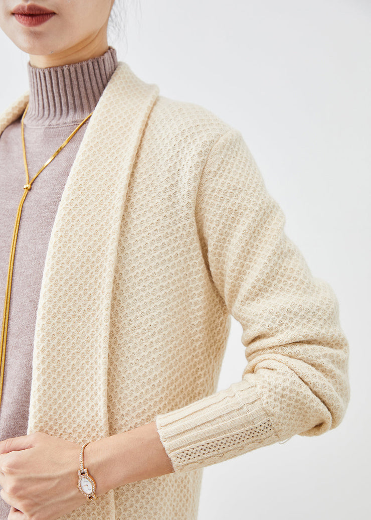 Casual Beige Oversized Cashmere Knit Long Cardigans Fall