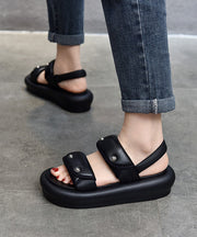 Casual Black Buckle Strap Rivet Splicing Platform Sandals