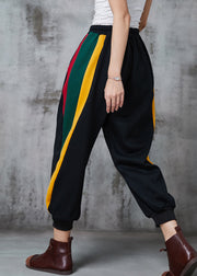 Casual Black Oversized Patchwork Warm Fleece Harem Pants Spring