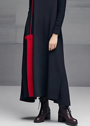 Casual Black Turtleneck Long Dresses Long Sleeve