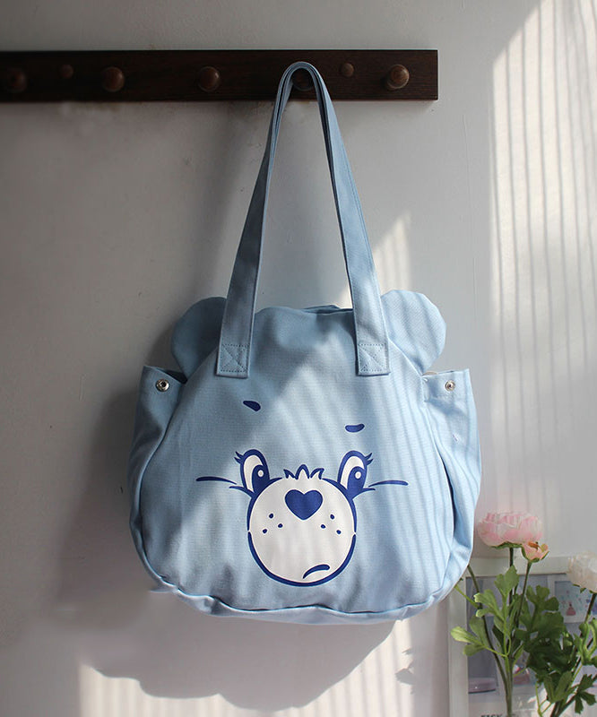 Casual Blue Cartoon Print Large Capacity Satchel Bag Handbag